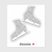 ステッカーアイススケートペア姿銀グリッター シール (シート)