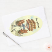 ステッカーアンティークおもしろいパンのベーカー料理人パーソナライズ 楕円形シール (封筒)