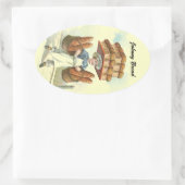 ステッカーアンティークおもしろいパンのベーカー料理人パーソナライズ 楕円形シール (バッグ)