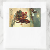 ステッカーアンティーククリスマスグルワンホースオープンスリー 長方形シール (バッグ)