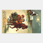 ステッカーアンティーククリスマスグルワンホースオープンスリー 長方形シール (正面)