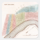 ステッカーアンティークニューオーリンズNOLAマップパステルシェード スクエアシール (正面)