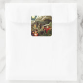 ステッカーアンティークホリデークリスマスサンタトレインムーン スクエアシール (バッグ)