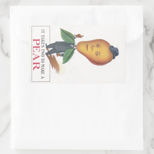 ステッカーアンティーク二宝形果実ナシ男プン 長方形シール (バッグ)