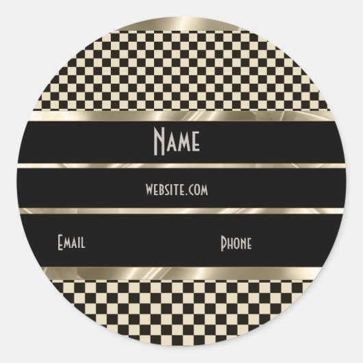 ステッカーアールデコセピア金ゴールドブラック ラウンドシール (正面)