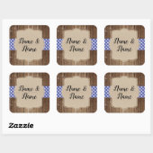 ステッカーウェディングラベルブルーギンガムBBQバーラップ スクエアシール (シート)