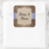 ステッカーウェディングラベルブルーギンガムBBQバーラップ スクエアシール (バッグ)