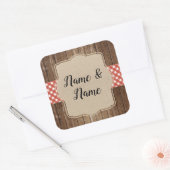 ステッカーウェディングラベル赤いギンガムBBQバーラップ スクエアシール (封筒)