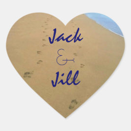 ステッカーカップル足跡砂ビーチハート Love ハートシール