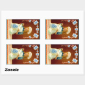 ステッカーキッチンヴィンテージ広告ガールグラニュー糖 長方形シール (シート)