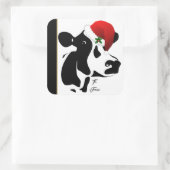 ステッカーギフトラベルサンタ牛 スクエアシール (バッグ)