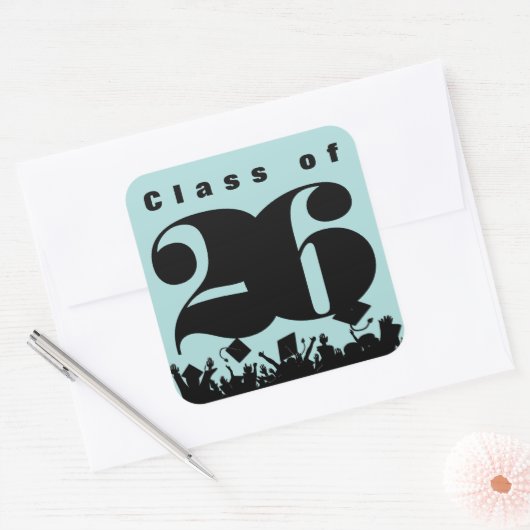 ステッカークラスシルエットグレーズ投石 スクエアシール (封筒)