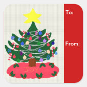 ステッカークリスマスツリーとスタートッパーのセット スクエアシール (正面)