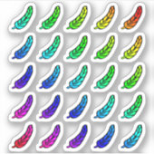 ステッカーシート カラフルな羽 小さな虹 オンブレ シール (正面)