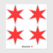 ステッカーシート |シカゴ国旗の赤6ポイント星 シール (シート)