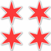 ステッカーシート |シカゴ国旗の赤6ポイント星 シール (正面)