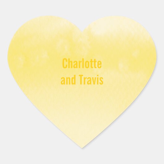 ステッカーシール：:グラデーション水色イエロー ハートシール (正面)