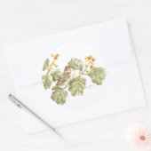 ステッカーズウォーターカラーバードオンオータムブランチラウンド ラウンドシール (封筒)