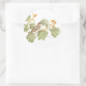 ステッカーズウォーターカラーバードオンオータムブランチラウンド ラウンドシール (バッグ)