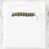 ステッカーズキャタピラー(昆虫)オオカバマダラ、モナーク 楕円形シール (バッグ)