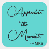 ステッカーターコイズイニシャル前向きと確認 スクエアシール (正面)