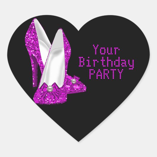 ステッカーハートホットピンクハイヒールシューズ ハートシール (正面)