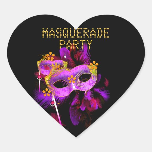 ステッカーハートMASQUERADEピンク金ゴールド ハートシール (正面)
