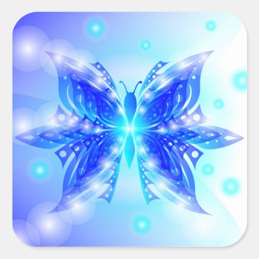 ステッカーバタフライ抽象芸術 スクエアシール (正面)
