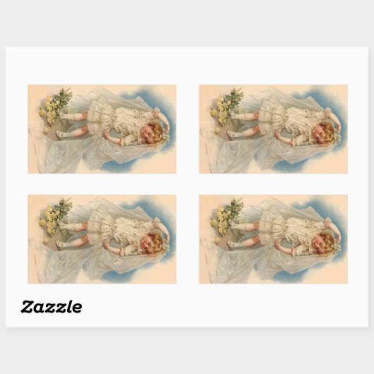 ステッカービクトリアンヴィンテージ花嫁結婚バラズガウン 長方形シール (シート)