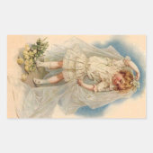 ステッカービクトリアンヴィンテージ花嫁結婚バラズガウン 長方形シール (正面)