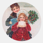 ステッカーフェスティバルヴィンテージクリスマスキッズホリデイ ラウンドシール (正面)