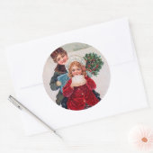 ステッカーフェスティバルヴィンテージクリスマスキッズホリデイ ラウンドシール (封筒)