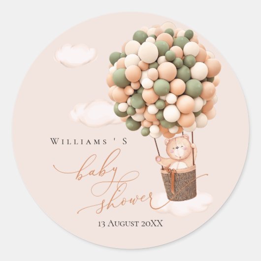 ステッカーベビーシャワーグリーンブラウン ラウンドシール (正面)