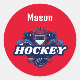 ステッカーホッケーパーソナライズされたギア- – 名前の追加# ラウンドシール