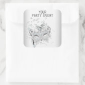 ステッカーマスクホワイトシルバーパーティー スクエアシール (バッグ)