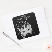 ステッカーマスクホワイトシルバーブラックパーティー スクエアシール (封筒)