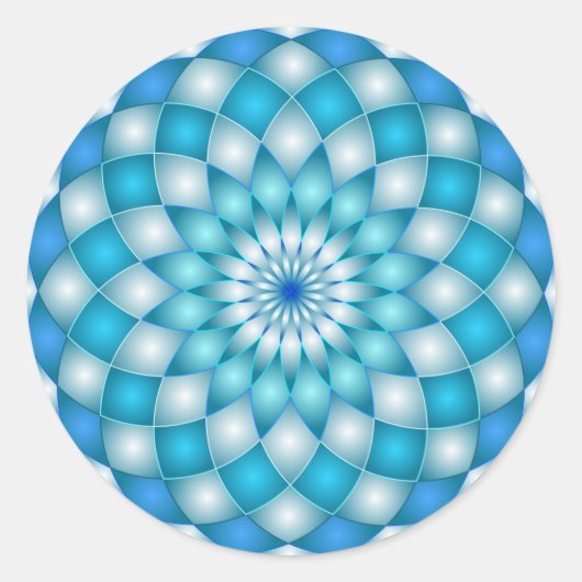 ステッカーマンダラ抽象芸術蓮の花 ラウンドシール (正面)