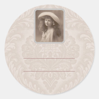 ステッカーラベル名タグNostalgia ビクトリアン Girl ラウンドシール