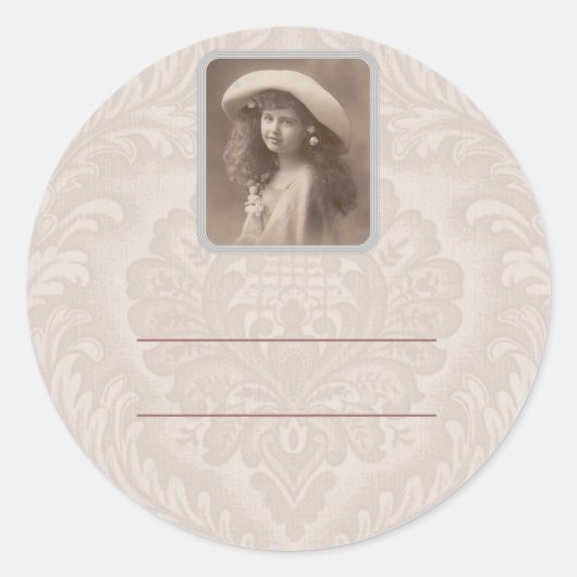 ステッカーラベル名タグNostalgia ビクトリアン Girl ラウンドシール (正面)