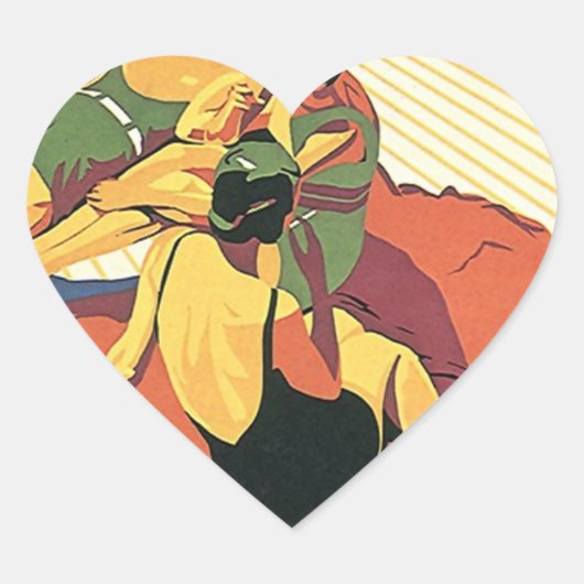 ステッカーレトロビーチバケーションオンザボードウォーク ハートシール (正面)