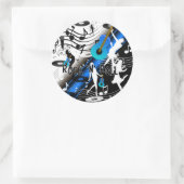 ステッカーレトロロックアンドロール音楽ロック私 ラウンドシール (バッグ)