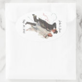 ステッカーレトロ新郎新婦ステッパーソナライズされたカー 楕円形シール (バッグ)