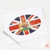 ステッカーヴィンテージの英国国旗の紋章付き外衣 楕円形シール (封筒)