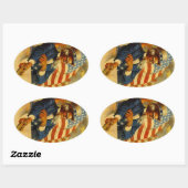 ステッカーヴィンテージアンクルサムUSA旅行荷物 楕円形シール (シート)