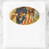 ステッカーヴィンテージアンクルサムUSA旅行荷物 楕円形シール (バッグ)