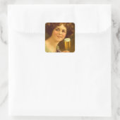 ステッカーヴィンテージステムウェアSipping Lady 広告's スクエアシール (バッグ)