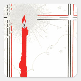 ステッカーヴィンテージデコクリスマスキャンドル入り窓 スクエアシール