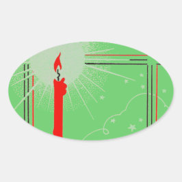 ステッカーヴィンテージデコクリスマスキャンドル入り窓 楕円形シール