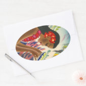 ステッカーヴィンテージトロピカルハワイアン諸島トラベル 楕円形シール (封筒)