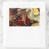 ステッカーヴィンテージハロウィーンウィッチタロットブラックキャット 長方形シール (バッグ)